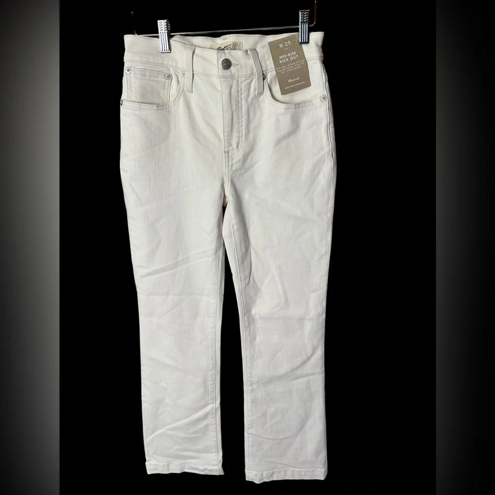Madewell Kick Out Crop Jeans Cream Vintage Canvas Size 25